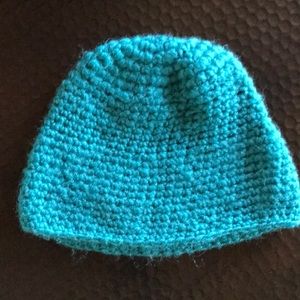 Hand knit teal ski cap